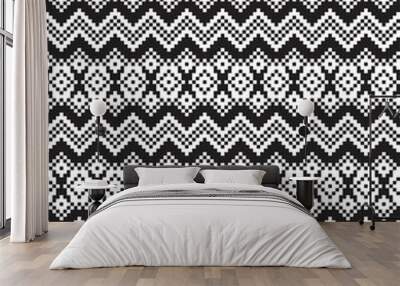 Black and White Christmas Fair Isle Seamless Pattern Background Wall mural