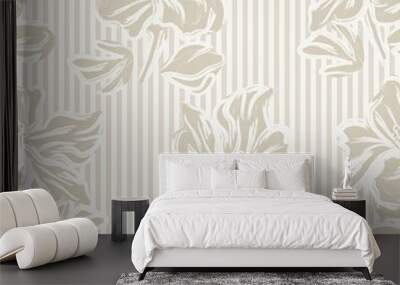 Floral Seamless Pattern with striped textures Wall mural