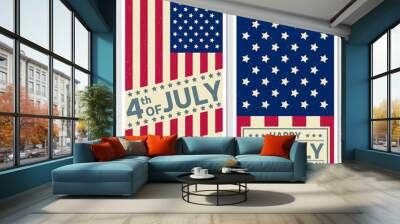 Happy 4th of july, Independence day greeting card, flyer. Independence day poster. Patriotic banner for website template. Vector illustration. Wall mural