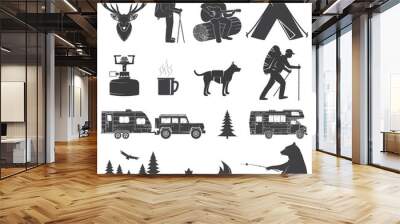 Set of Camping icons isolated on the white background. Wall mural