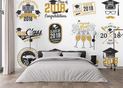 Vector Class of 2018 badge. Wall mural