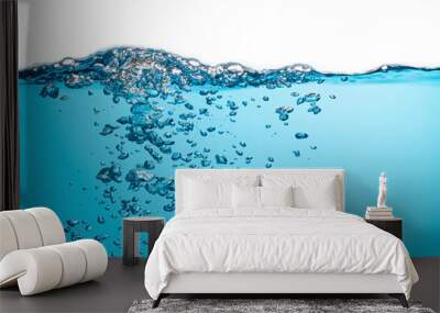 Water Surface with Ripple and Bubbles Float Up on White Background.	 Wall mural