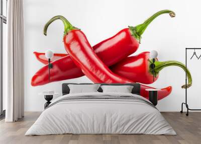 Red hot chili pepper isolated on  transparent background Wall mural