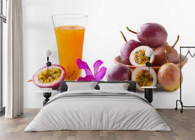 Passion fruit juice on white background. Wall mural