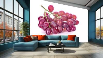 Red grapes photographed on white background Wall mural