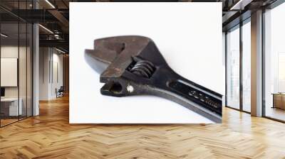 Hand tool, adjustable wrench on white background. Wall mural