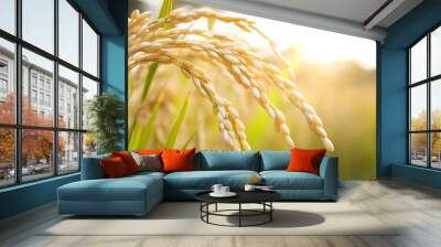 golden wheat field-generative ai Wall mural