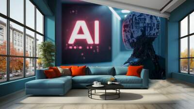 Futuristic AI Robot Wall mural