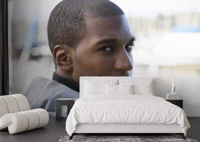 African American male model looking back at the camera glaring Wall mural