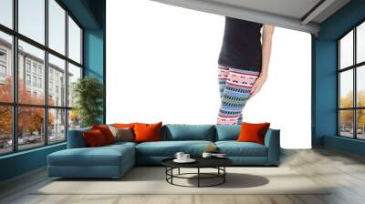 fun pose confident female model wearing colorful leggings and bl Wall mural