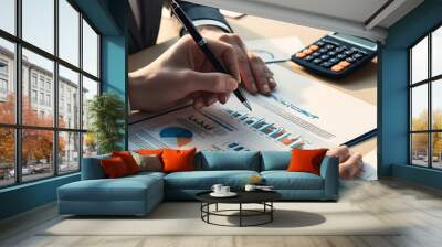 Businessperson Analyzing Financial Data Wall mural