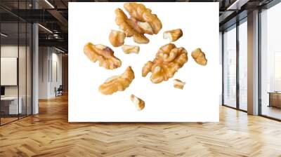 brown walnut organic super food in air nuts  on white isolated with clipping path Wall mural