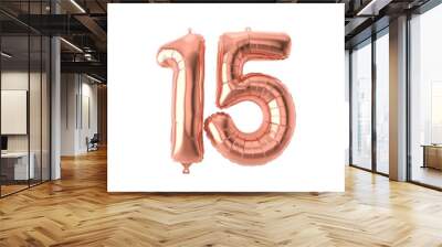 collection of balloons and ribbons celebration confetti decoration cutout on png transparent background with numbers 20,12 ,15 , twenty, twelve and fifteen birthday greeting party Wall mural