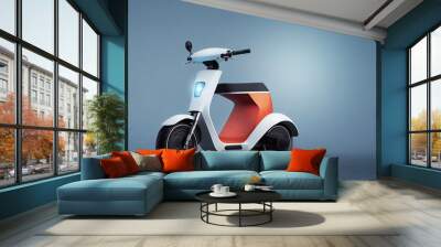 concept of generic electric scooter with copy space, mixed digital 3d illustration and matte painting.	 Wall mural