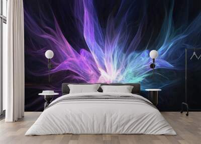 Abstract vibrant purple and blue swirling smoke effect on dark background. Perfect for creative designs, backgrounds, and digital art projects. Wall mural