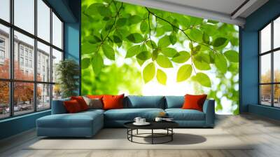 green leaves background Wall mural