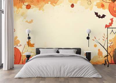 A vector illustration flat color of Child's Halloween style wallpaper, fade gold background , decoration and large blank space in the center for text, december banner Wall mural