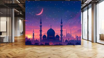 Eid al-Adha, also known as the Feast of Sacrifice, is an important Islamic celebration Illustration Wall mural