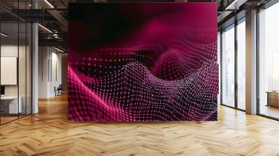 Neon Grid Tunnel: A vibrant, futuristic digital art piece depicting a glowing pink tunnel of light and grids, radiating energy and technological advancement.   Wall mural