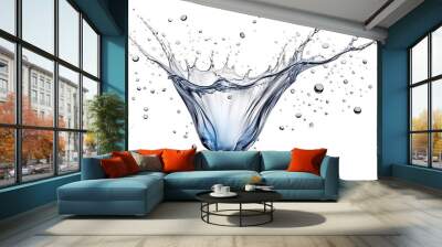 Splash liquid pure water, pour or swirl with realistic drops. Wall mural