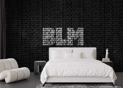 A black and white colored Black Lives Matter (BLM) background graphic illustration with BLM in the center to raise awareness about racial inequality. police brutality and prejudice. Wall mural