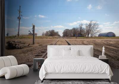 railroad tracks in the countryside Wall mural