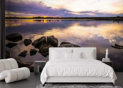 sunset over the lake Wall mural