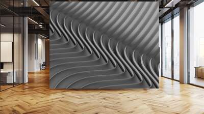 A sharp and linear modern art minimal flat ray has a simple design and graceful curves Gray abstract, elegant and modern 3D rendering image Wall mural