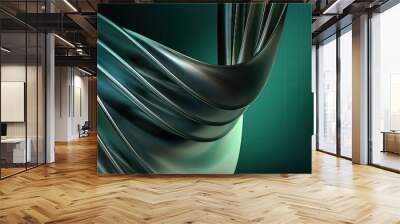 green modern art plate with beautifully textured metal bends abstract, Elegant and Modern 3d rendering graphic elements Wall mural