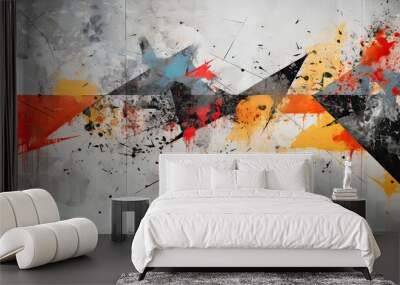 A creative and artistic concrete wall, abstract graffiti and paint splatters, blending urban art with industrial materials background Ai Generative Wall mural