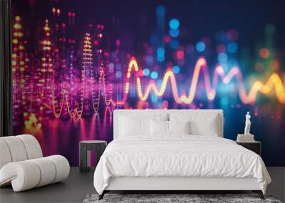 Futuristic digital concept with abstract waves and lines, representing technology and electronic communication Wall mural