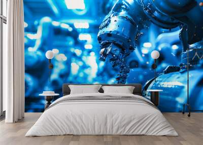 Futuristic Industrial Robot: Advanced Machinery and Automation in a Modern Factory Wall mural