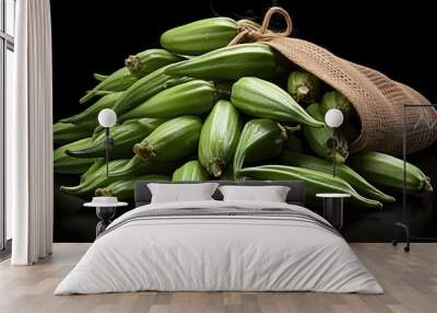 Group of isolated okra seeds isolated on white background. Fresh raw vegetable   Wall mural