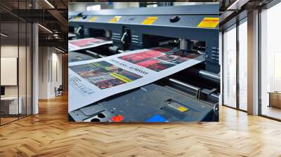 High-tech printing press: A dynamic view of a modern printing factory with vibrant colors and professional equipment Wall mural