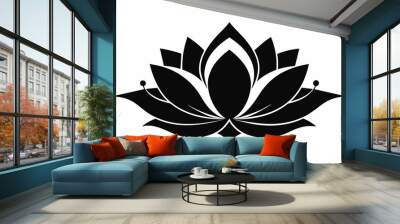 black and white lotus flower silhouette on white background, Vector illustration, bird, icon, svg, characters, Holiday t shirt, Hand drawn trendy Vector illustration, Rose flower Wall mural