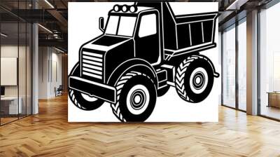 bulldozer ready vector illustration mascot,bulldozer silhouette,vector,icon,svg,characters,Holiday t shirt,black bulldozer drawn trendy logo Vector illustration,bulldozer on a white background,eps,png Wall mural