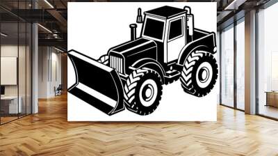 bulldozer ready vector illustration mascot,bulldozer silhouette,vector,icon,svg,characters,Holiday t shirt,black bulldozer drawn trendy logo Vector illustration,bulldozer on a white background,eps,png Wall mural