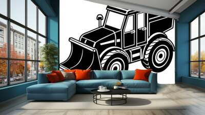 bulldozer ready vector illustration mascot,bulldozer silhouette,vector,icon,svg,characters,Holiday t shirt,black bulldozer drawn trendy logo Vector illustration,bulldozer on a white background,eps,png Wall mural