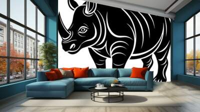 rhino head mascot,rhino silhouette,vector,icon,svg,characters,Holiday t shirt,black rhino face drawn trendy logo Vector illustration,rhino on a white background,eps,png Wall mural