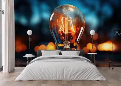 light bulb on the background Wall mural