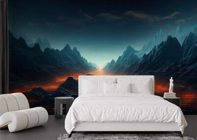 Wander amidst abstract terrains of digital noise Wall mural