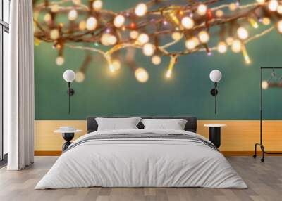 christmas lights on the table Wall mural