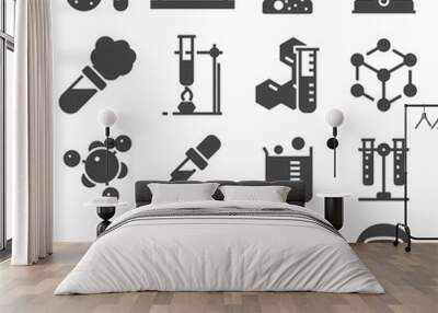 Chemistry icon set. Collection of science silhouette icons Wall mural