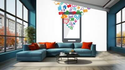 Mobile conceptual icons Wall mural