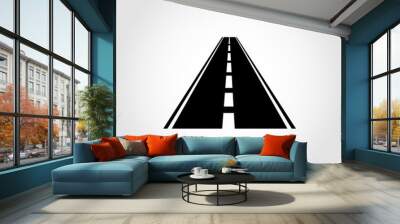 vector black car road icon. highway symbol. road sign. Wall mural