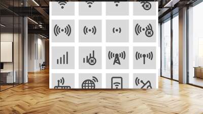 Vector line wireless icons set Wall mural