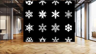 Vector white snowflake icon set Wall mural