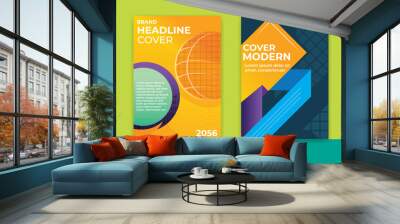 promotion cover, modern business cover, cover a4, geometric cover, annual report, brochure design Wall mural