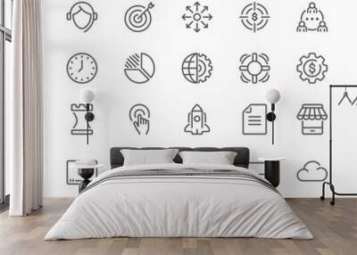 Collection of marketing line icons. 48x48 Pixel Perfect. Editable stroke Wall mural