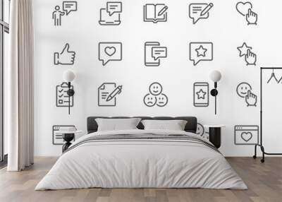 Collection of testimonials related line icons. 48x48 Pixel Perfect. Editable stroke Wall mural